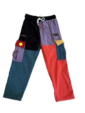 Aelfric Eden Patchwork Corduroy Pants Colorblock Cargo Streetwear M 90s Style